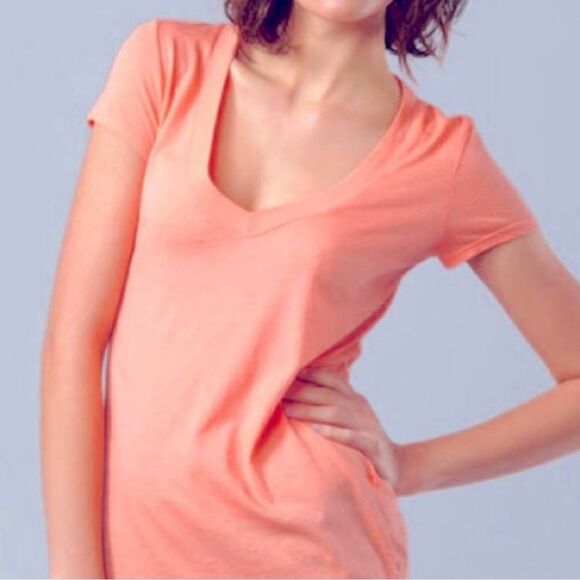 James Perse Tops - NWT James Perse Standard V-Neck Coral Tee Size 0